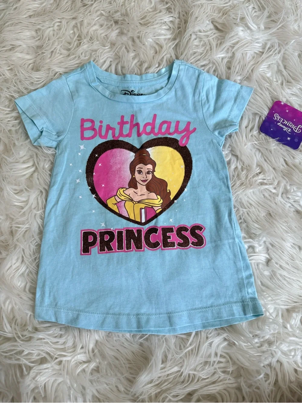 Disney Princess Belle Birthday Shirt Girls Size 2T Glitter Tee